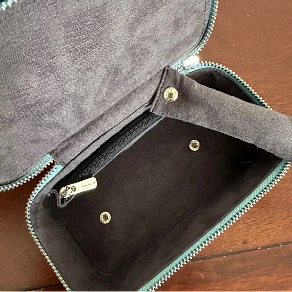 Coach Vanity Case Handled Zip Jewelry Travel Box Blue Metallic - Picture 12 of 14